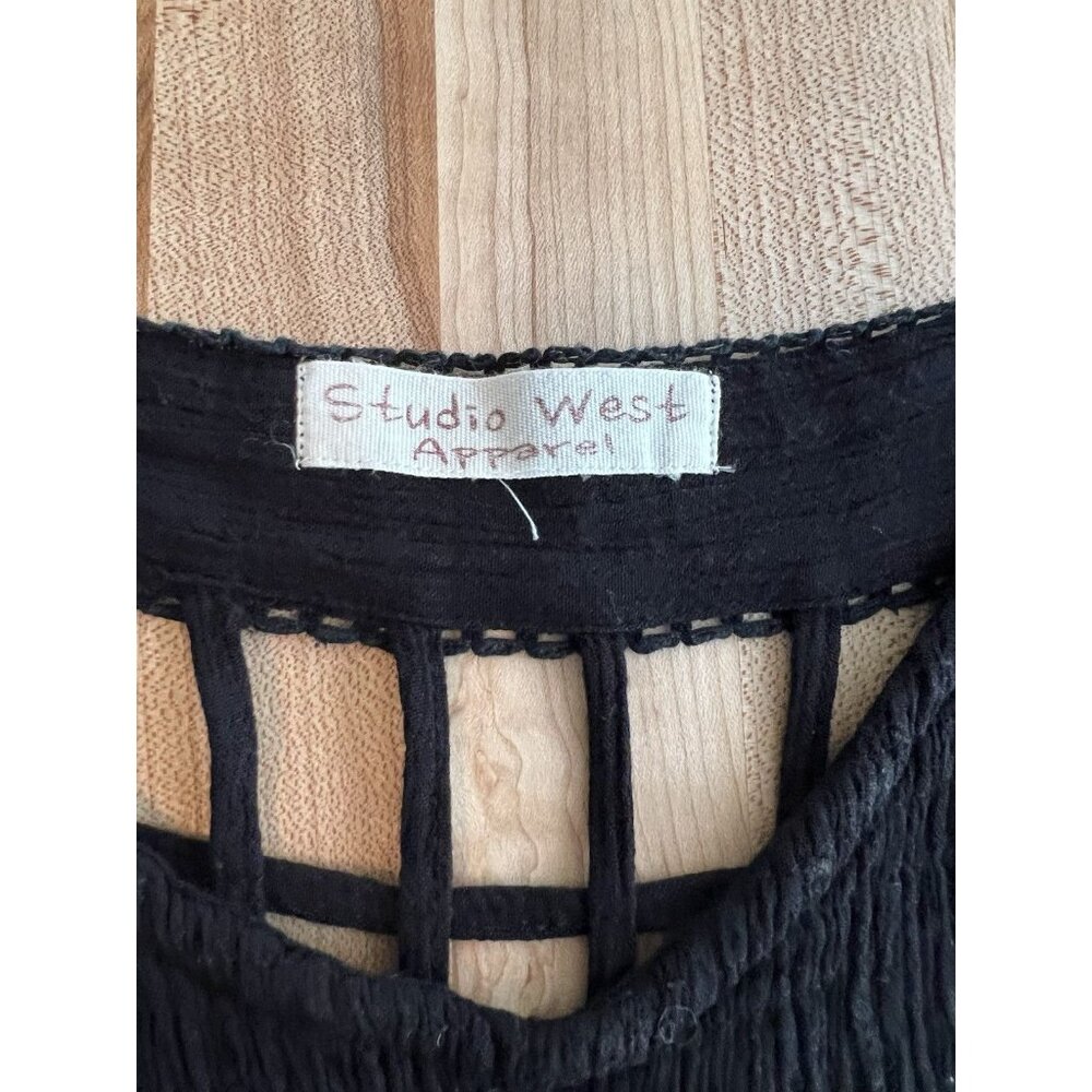 Studio West Apparel Maxi Dress Summer Boho Vacation Breezy Black Large - Picture 10 of 10